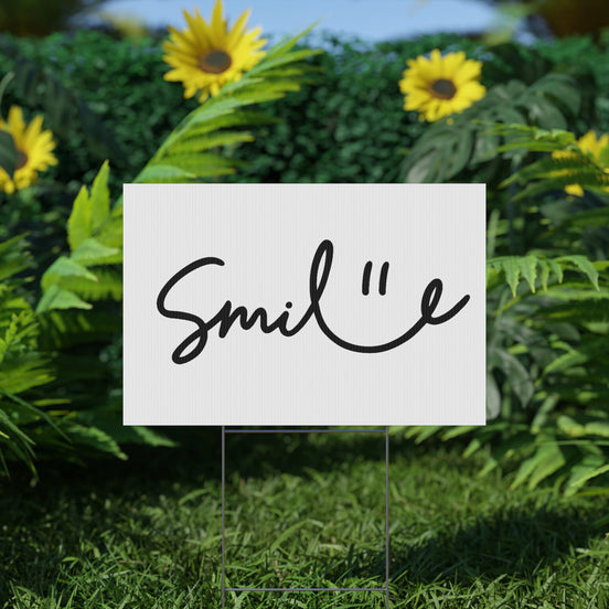 White/Black Smile Yard Sign