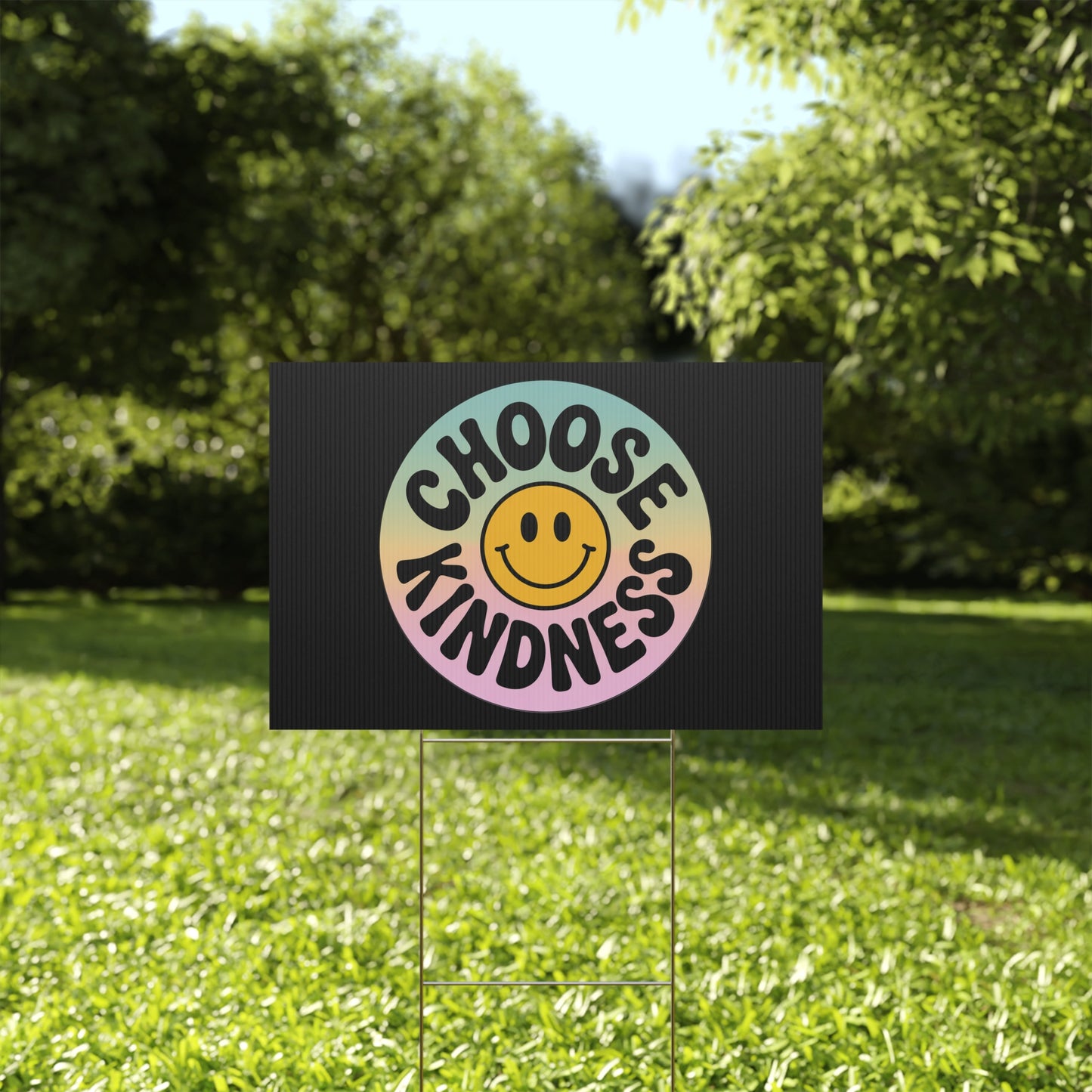 Black Joyful Choose Kindness Plastic Yard Sign