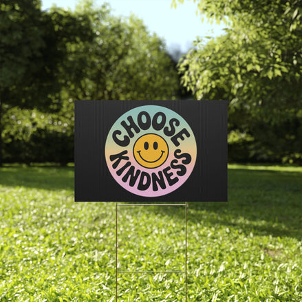 Black Joyful Choose Kindness Plastic Yard Sign