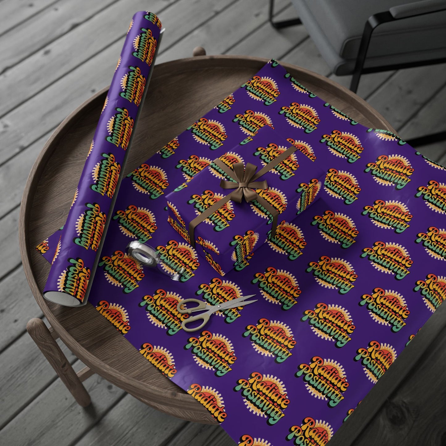 Purple Radiate Positivity Wrapping Paper for Celebrations