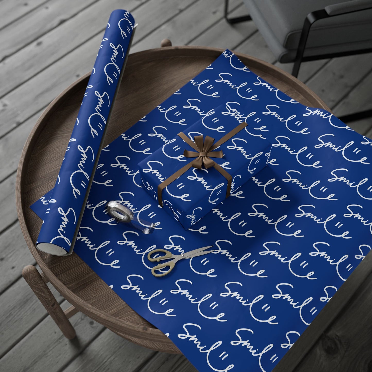 Dark Blue Smile Stylish Gift Wrapping Paper for Any Occasion