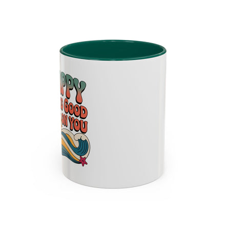 Retro 'Happy Looks Good on You' Colorful Ceramic Mug (11oz & 15oz)