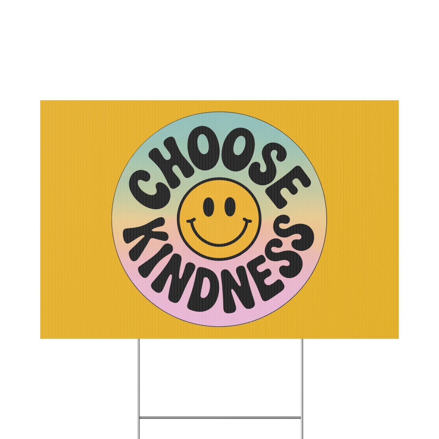 Yellow Joyful Choose Kindness Plastic Yard Sign