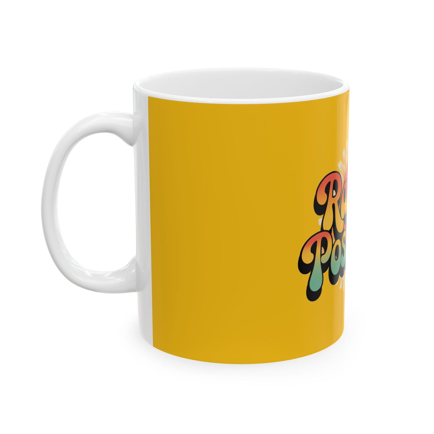 Yellow Radiate Positivity Ceramic Coffee Mug,  11oz & 15oz