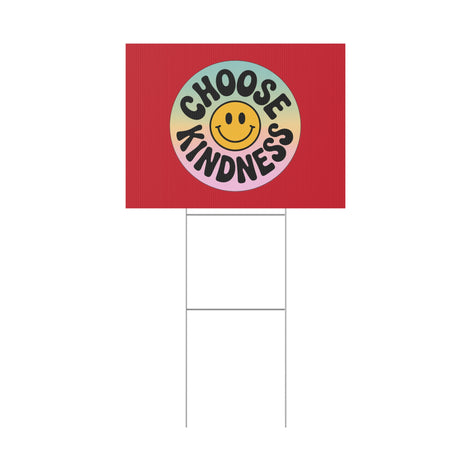 Dark Red of Joyful Choose Kindness Plastic Yard Sign