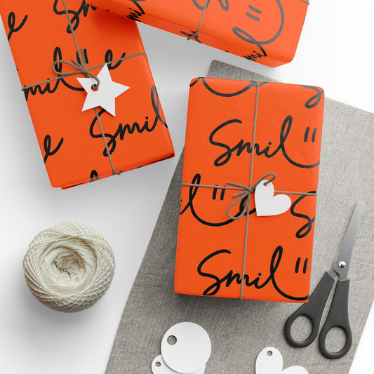 Orange/Black Smile Stylish Gift Wrapping Paper for Any Occasion
