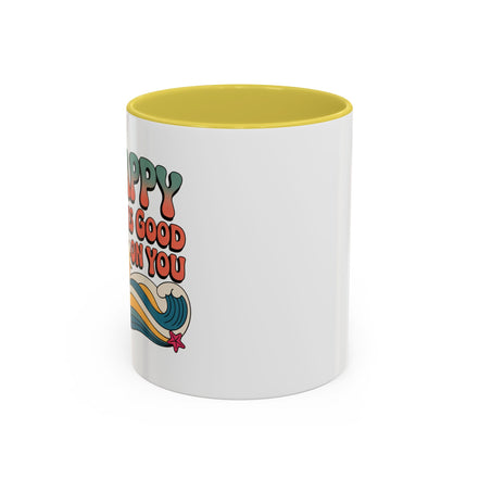 Retro 'Happy Looks Good on You' Colorful Ceramic Mug (11oz & 15oz)