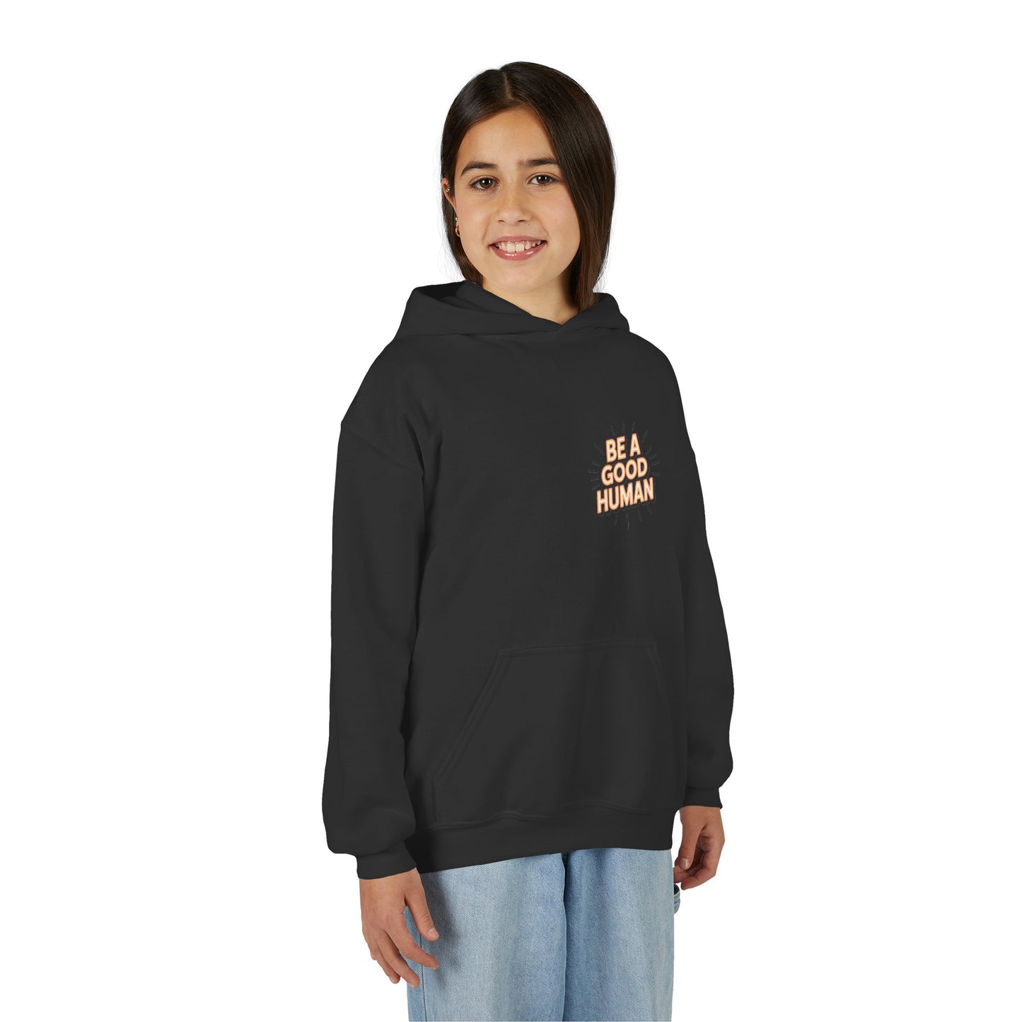 Youth Hoodie — "Be A Good Human" Positive Message Pullover