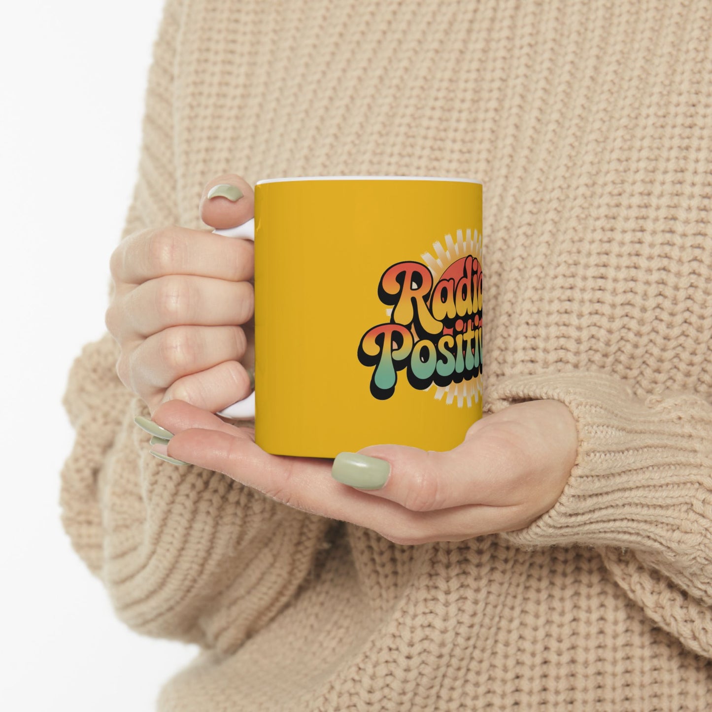 Yellow Radiate Positivity Ceramic Coffee Mug,  11oz & 15oz