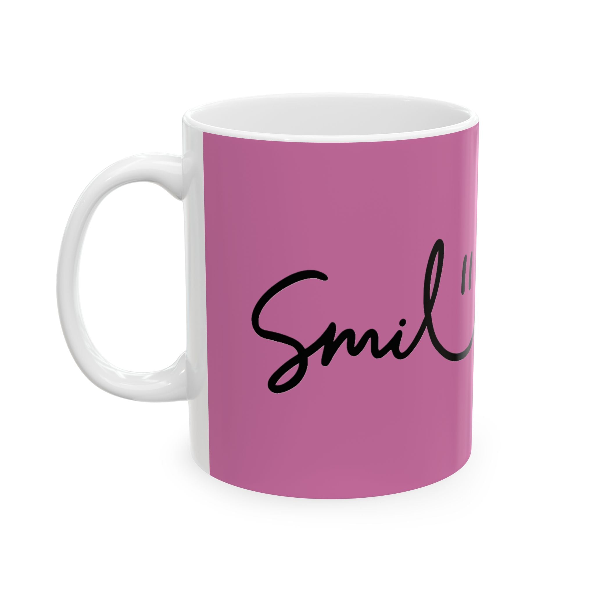Light Pink/Black Smile Ceramic Coffee Mug - 11oz & 15oz