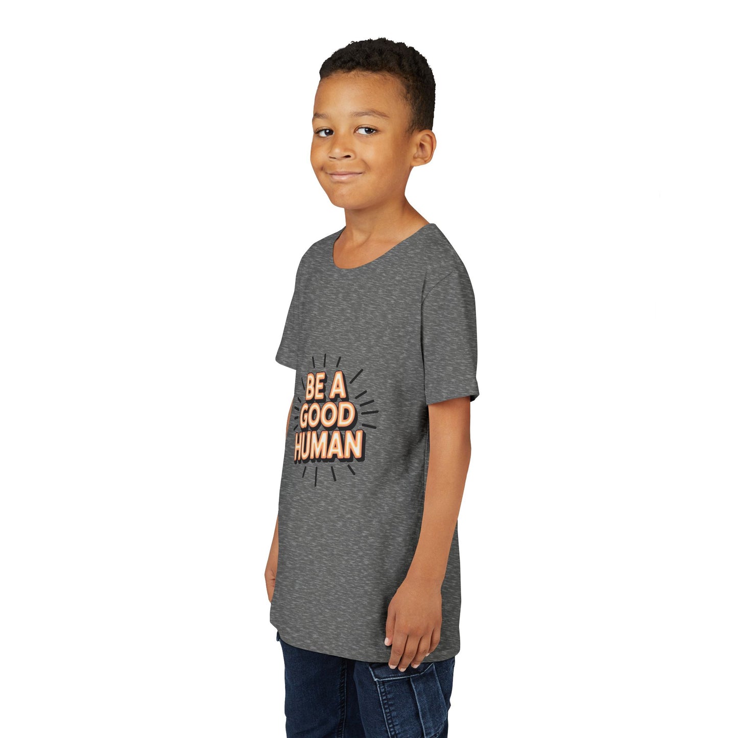 Youth Tee — "Be A Good Human" Positive Message Kids T-Shirt