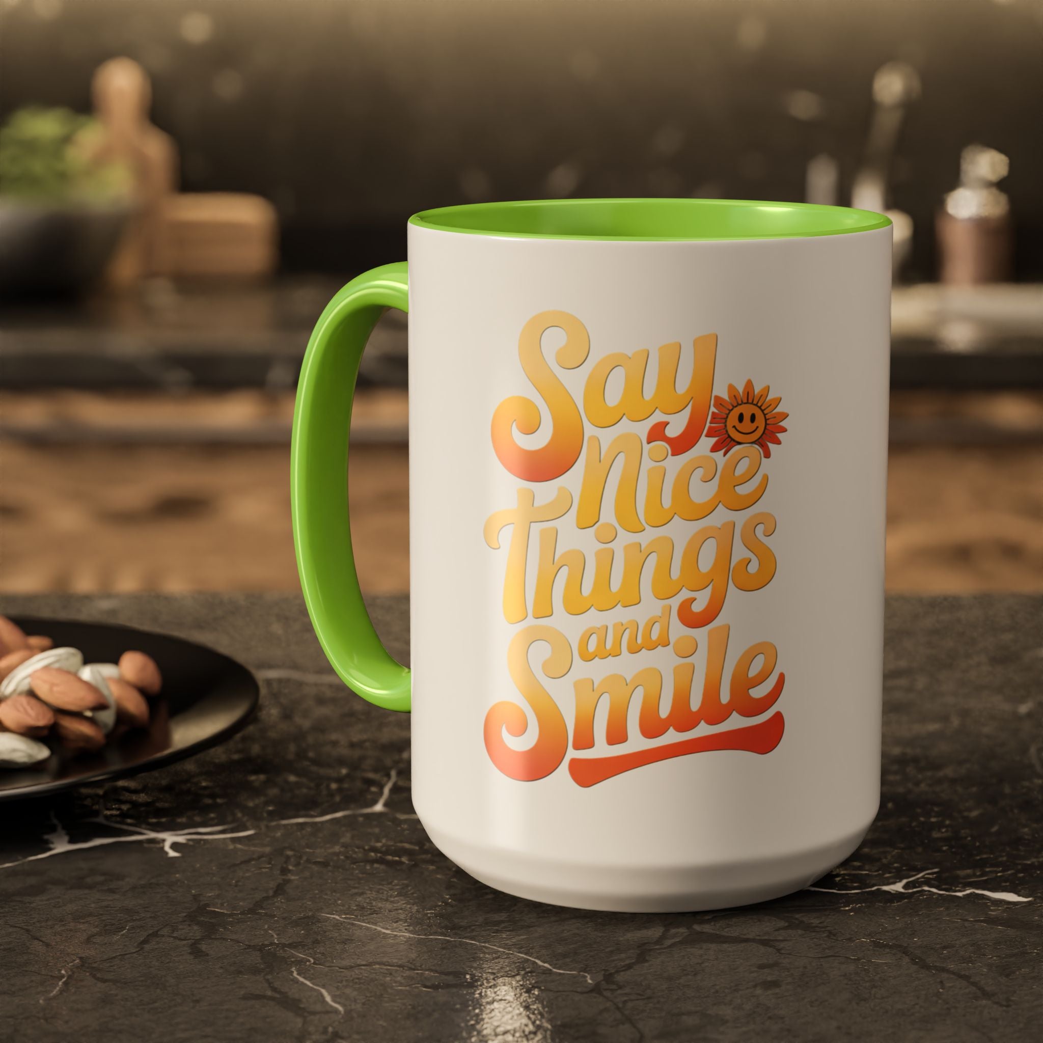 Positive Vibes Colorful Mug - Say Nice Things and Smile, 11oz & 15oz