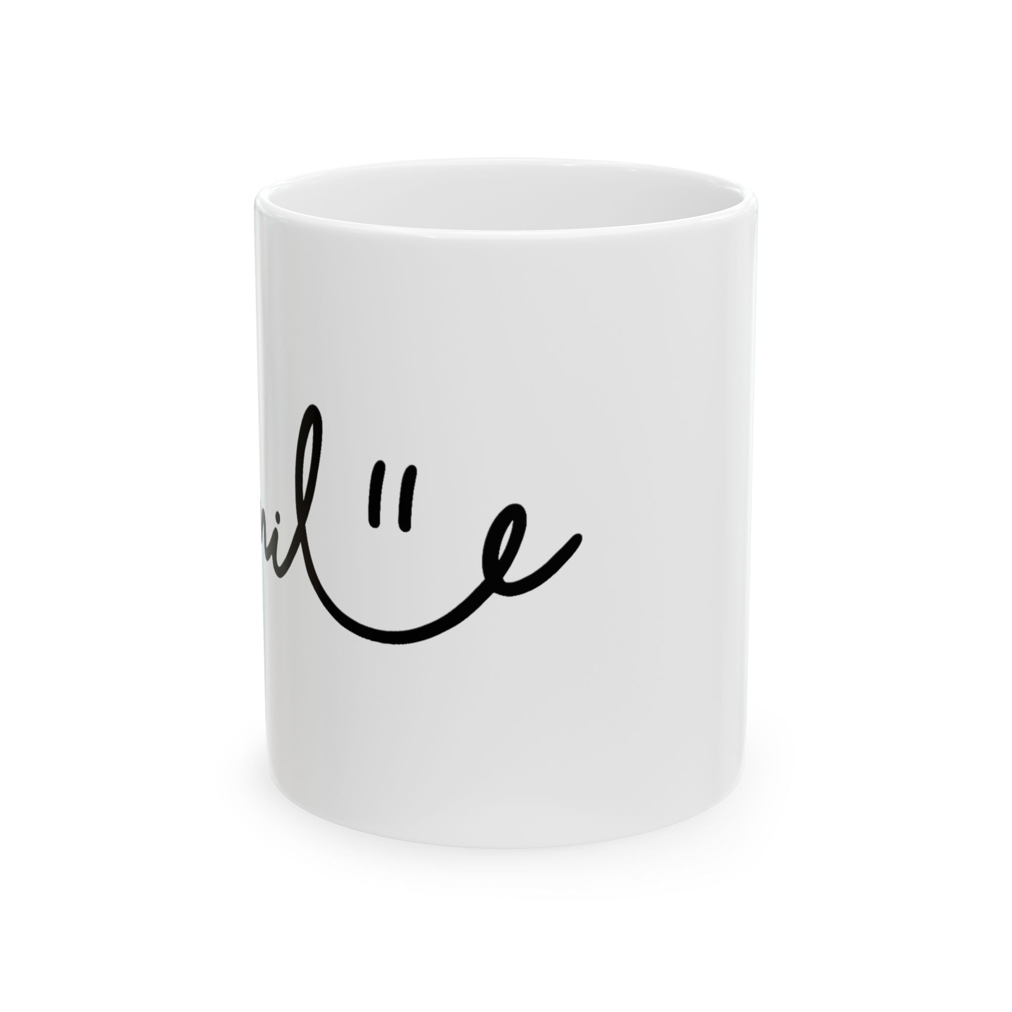 White/Black Smile Ceramic Coffee Mug - 11oz & 15oz