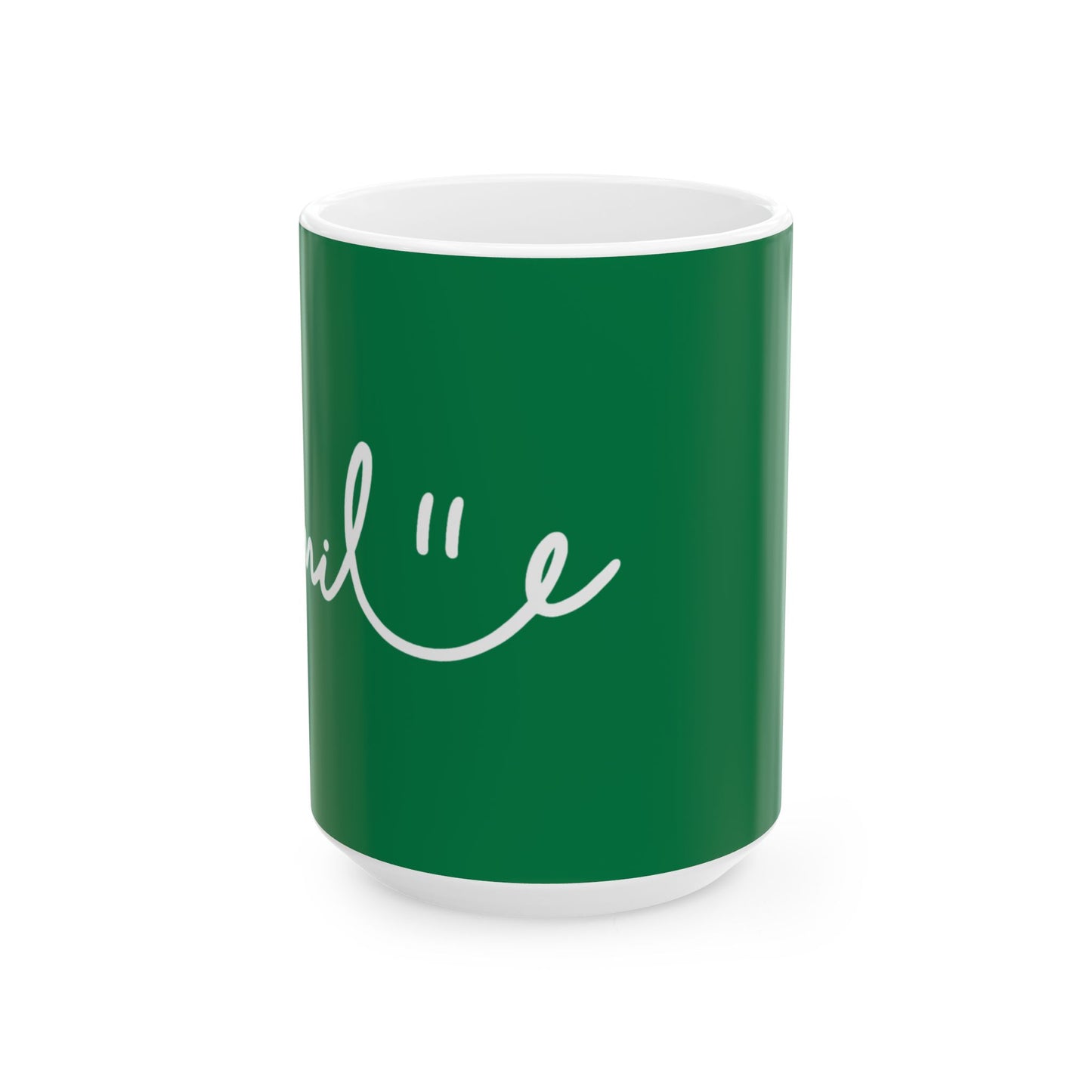 Green/White Smile Ceramic Coffee Mug - 11oz & 15oz
