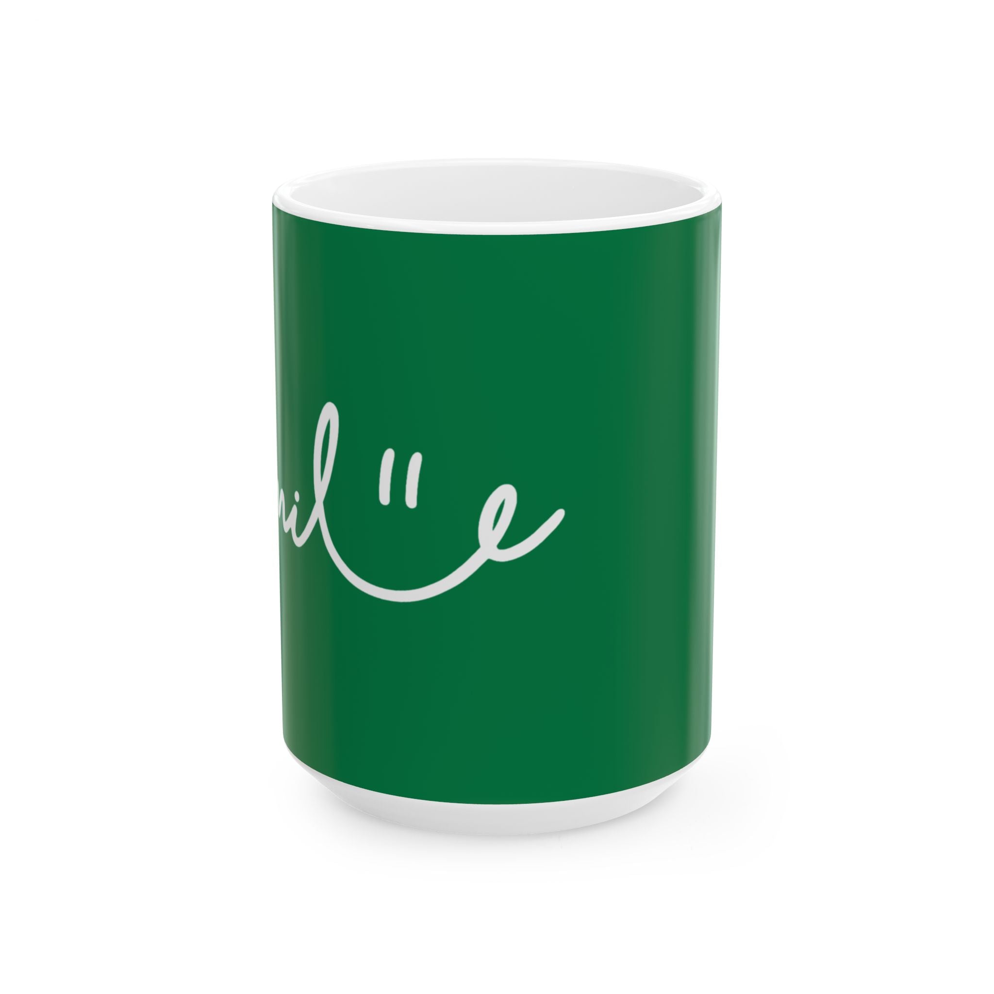 Green/White Smile Ceramic Coffee Mug - 11oz & 15oz