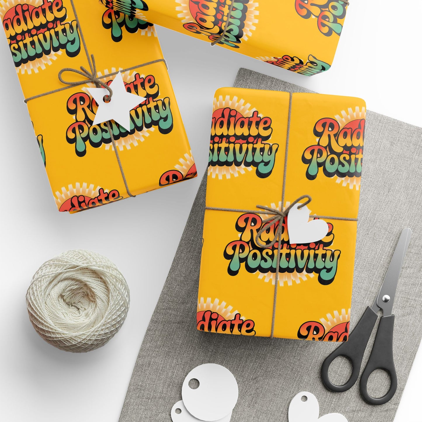 Yellow Radiate Positivity Wrapping Paper for Celebrations
