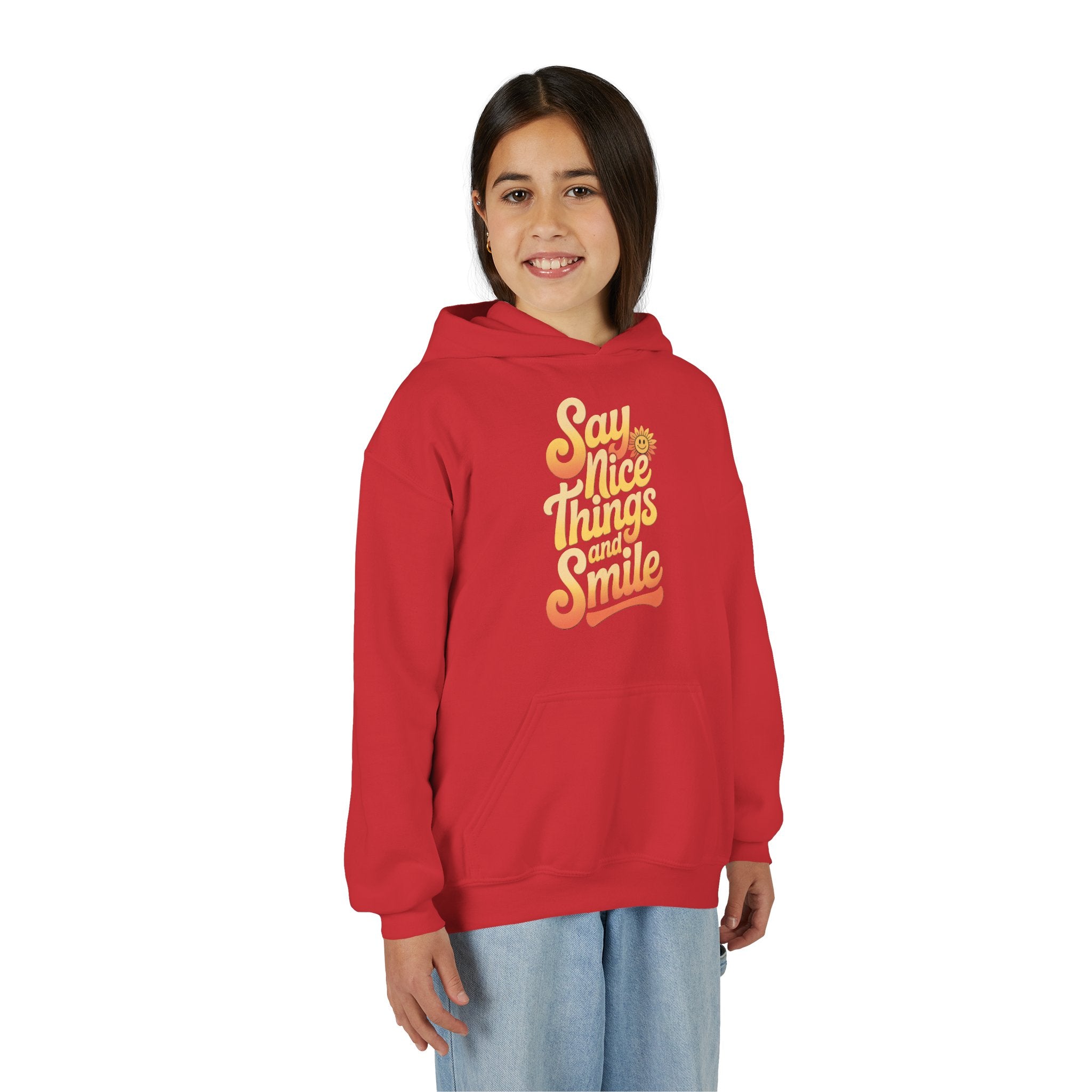 Youth Hooded Sweatshirt – Say Nice Things and Smile