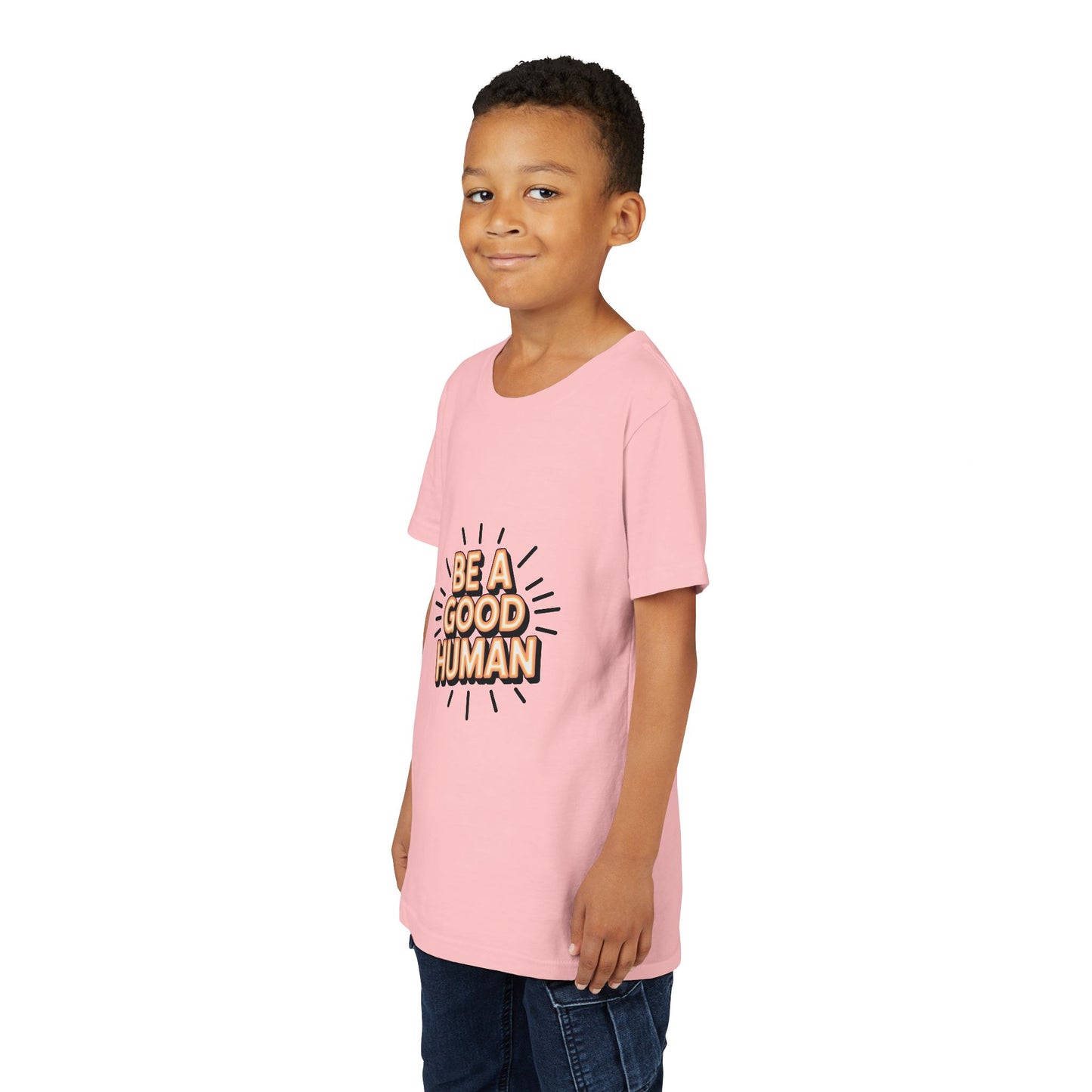 Youth Tee — "Be A Good Human" Positive Message Kids T-Shirt