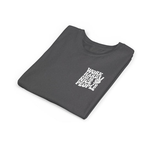 Youth Tee – "Work Hard and Be Nice to People" Retro Peace Sign Kids T‑Shirt