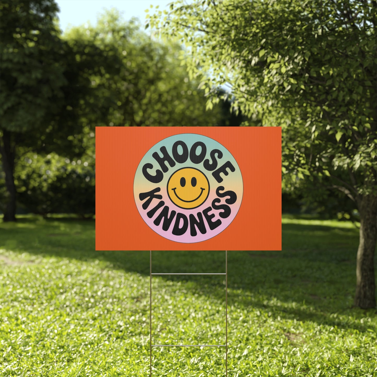 Orange Joyful Choose Kindness Plastic Yard Sign