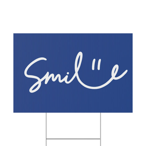 Dark Blue Smile Yard Sign