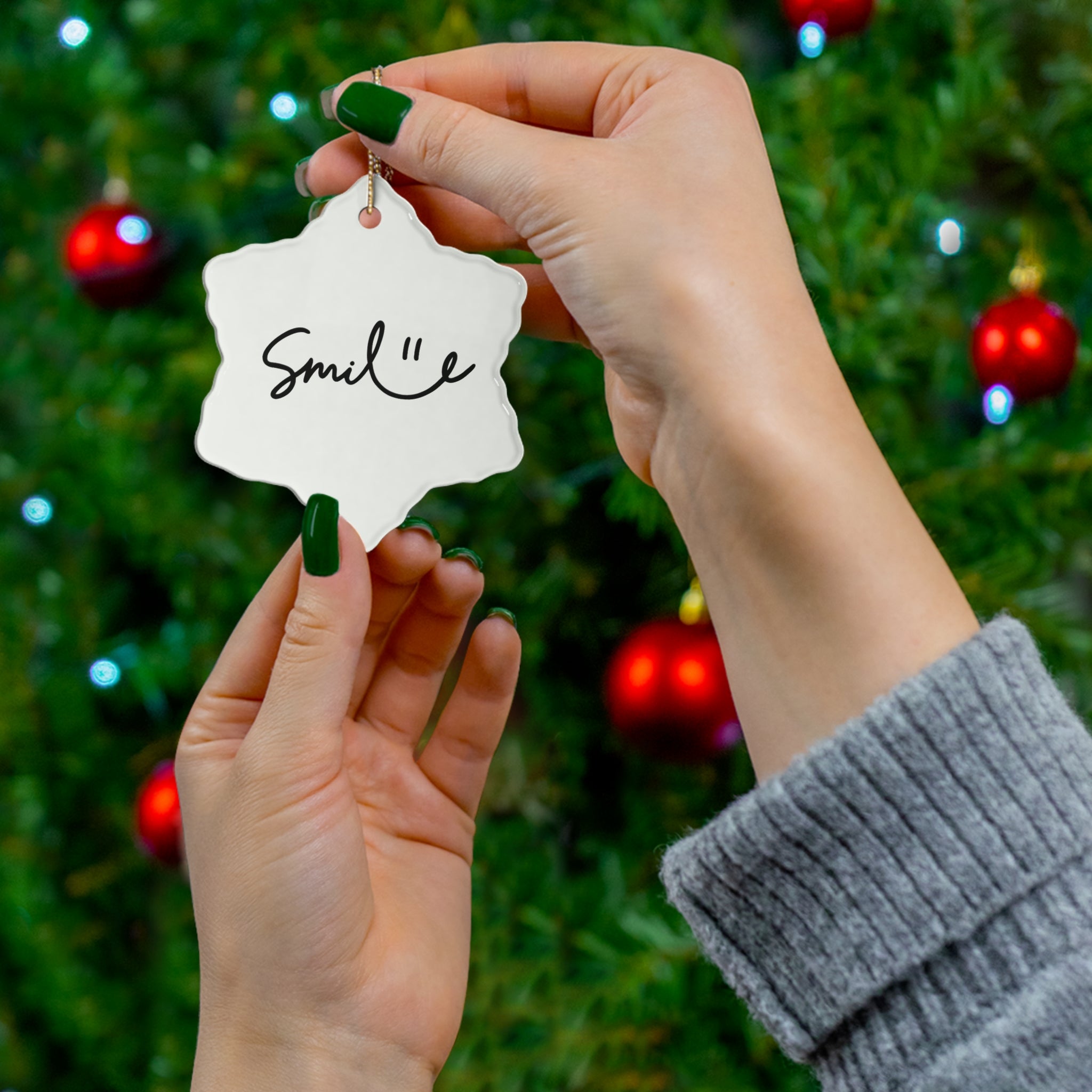 Smile Ceramic Ornament - 4 Fun Shapes for Holiday Decor