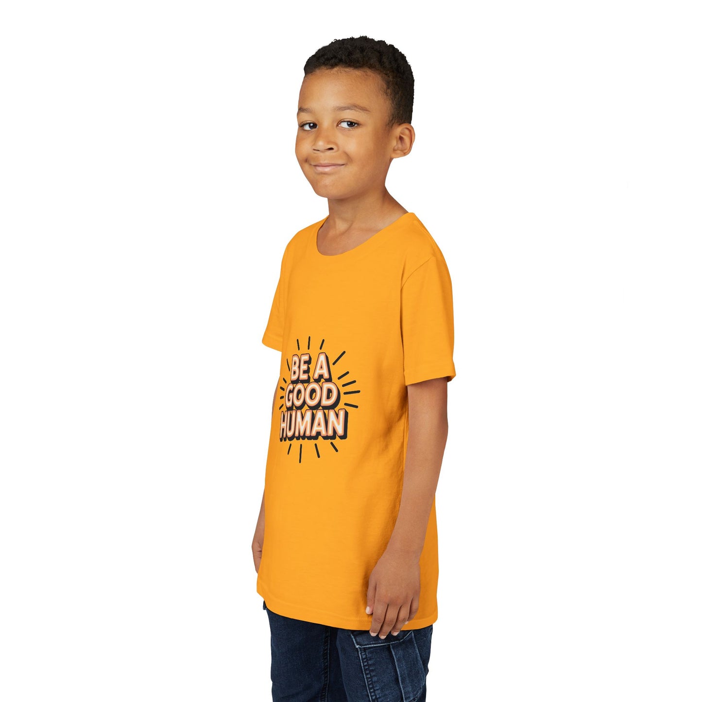 Youth Tee — "Be A Good Human" Positive Message Kids T-Shirt