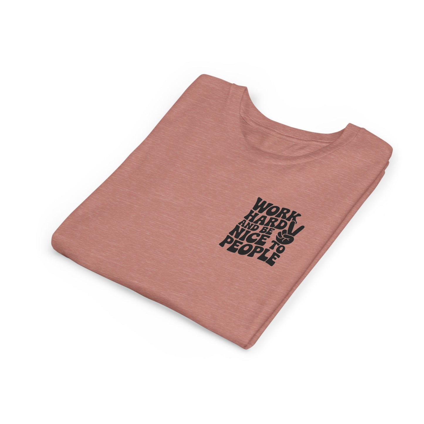 Youth Tee – "Work Hard and Be Nice to People" Retro Peace Sign Kids T‑Shirt