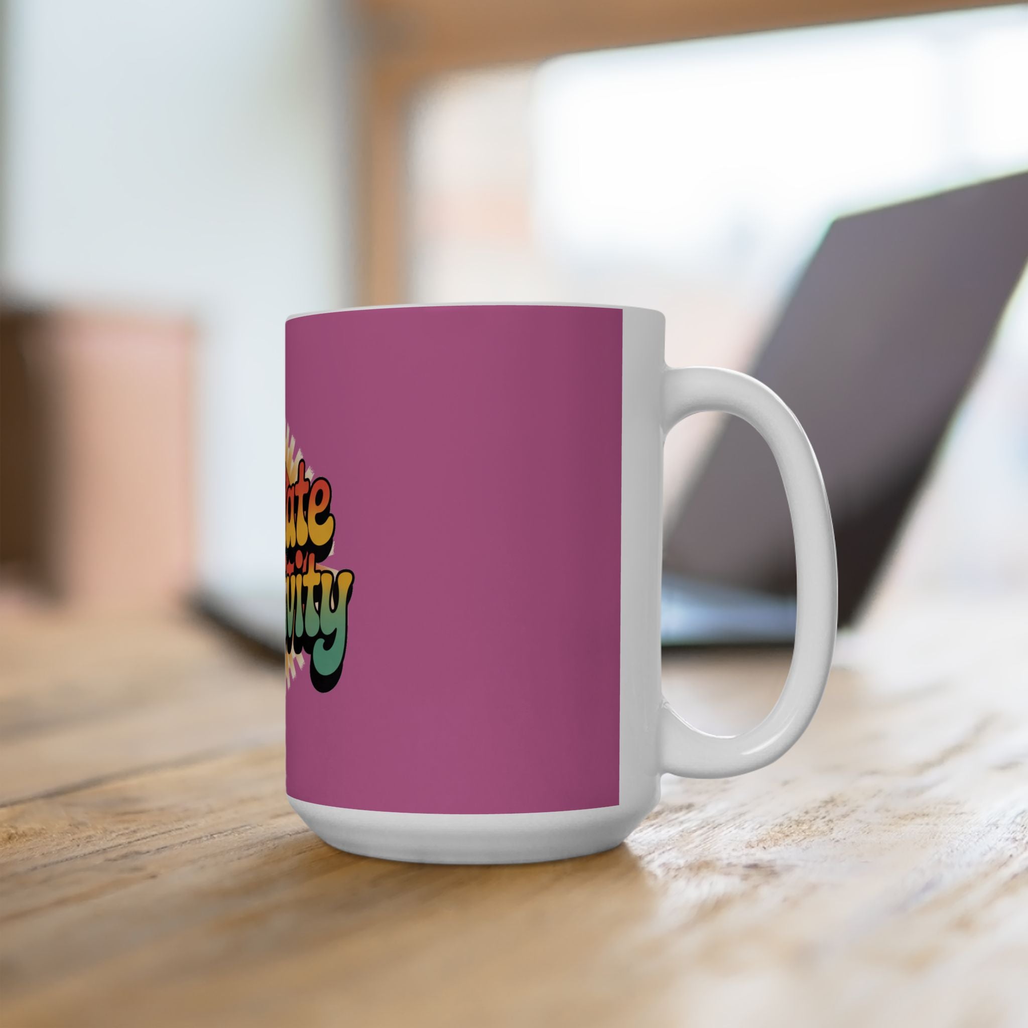 Light Pink Radiate Positivity Ceramic Coffee Mug,  11oz & 15oz