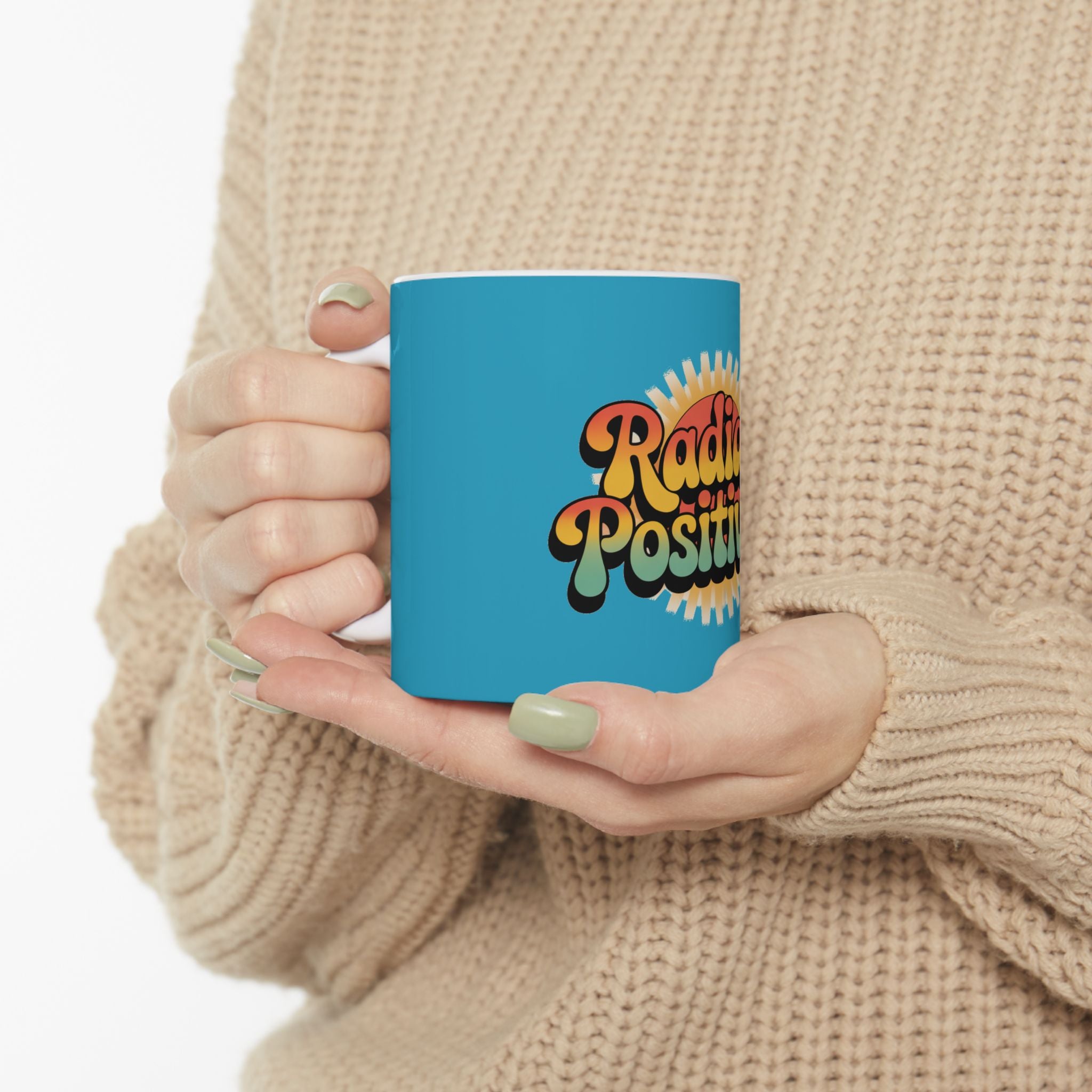 Turquoise Radiate Positivity Ceramic Coffee Mug,  11oz & 15oz