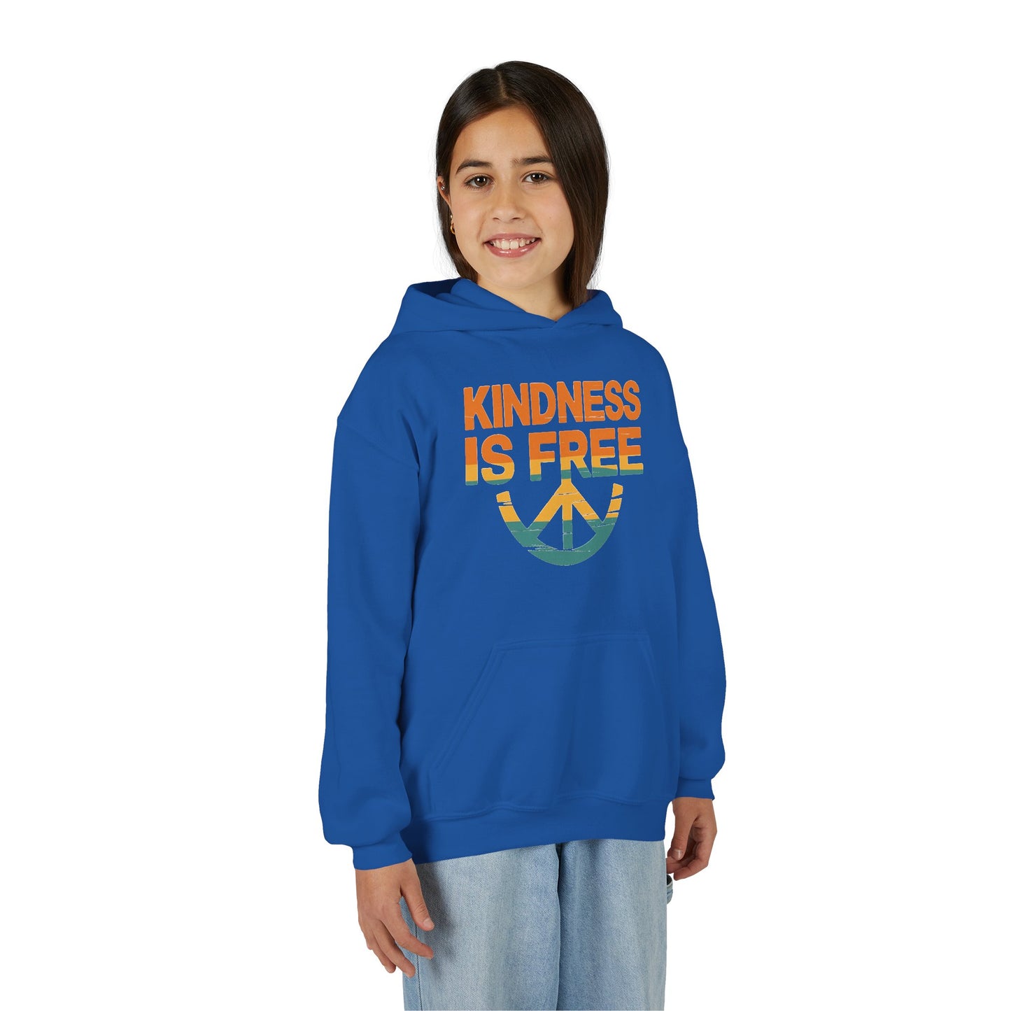 Kindness Is Free Youth Hoodie - Inspirational Heavy Blend Sweatshirt