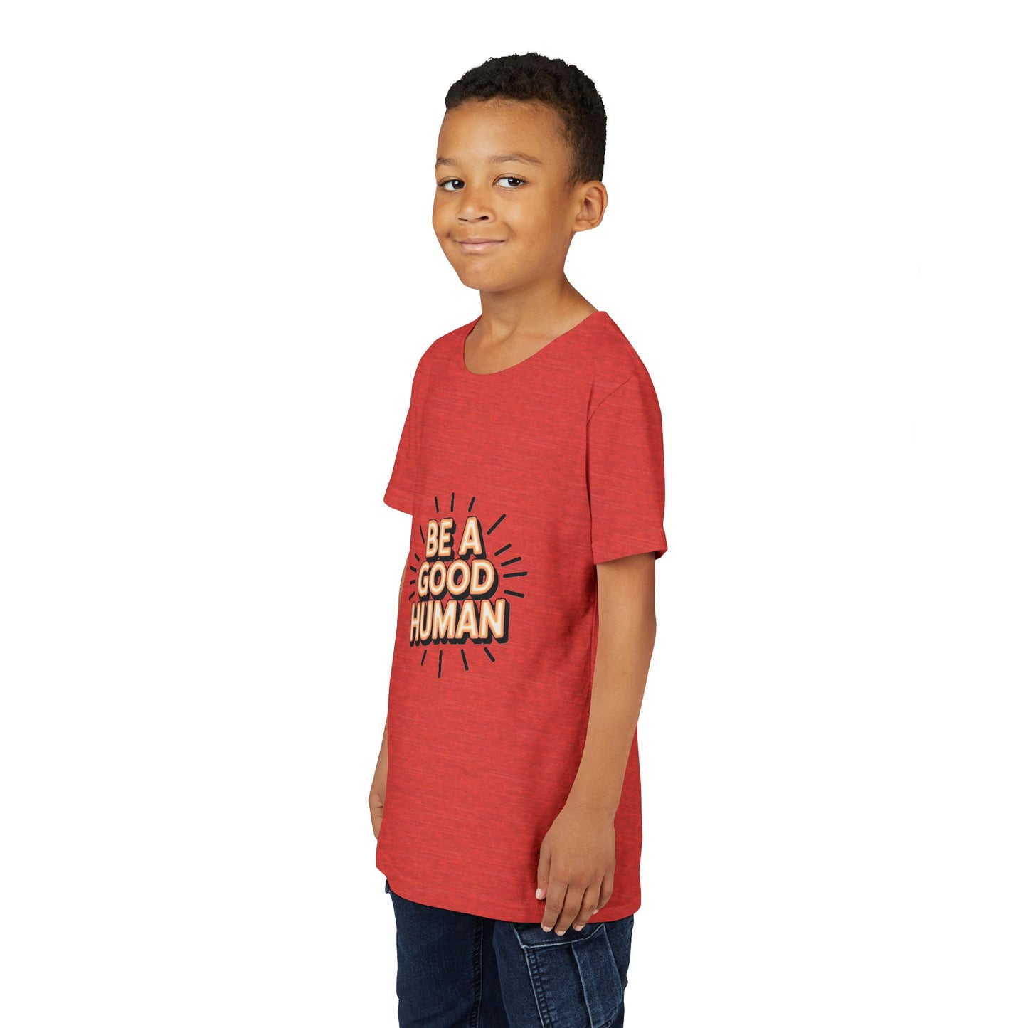 Youth Tee — "Be A Good Human" Positive Message Kids T-Shirt