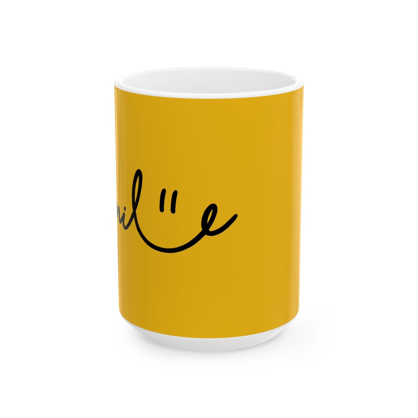 Yellow/Black Smile Ceramic Coffee Mug - 11oz & 15oz
