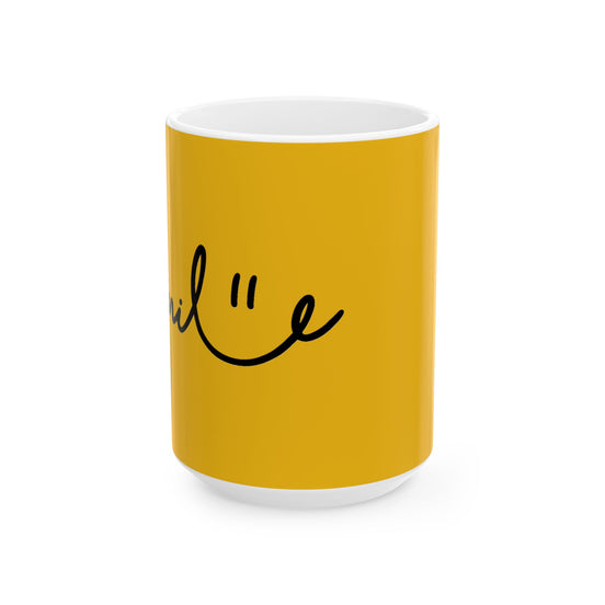 Yellow/Black Smile Ceramic Coffee Mug - 11oz & 15oz