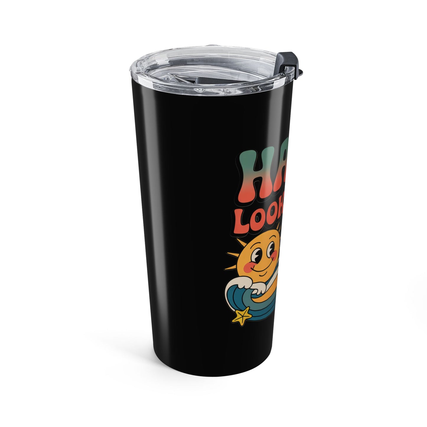 20oz Tumbler — "Happy Looks Good on You" Retro Smile Travel Cup
