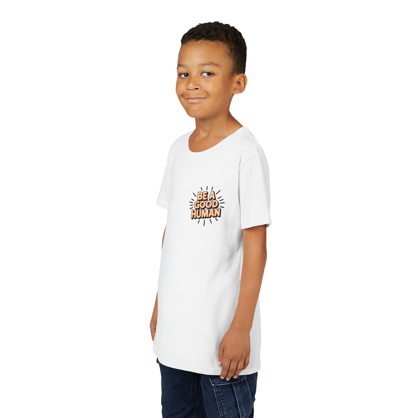 Youth Tee — "Be A Good Human" Positive Message Kids T-Shirt