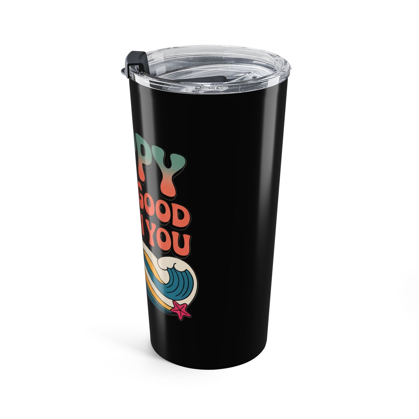 20oz Tumbler — "Happy Looks Good on You" Retro Smile Travel Cup