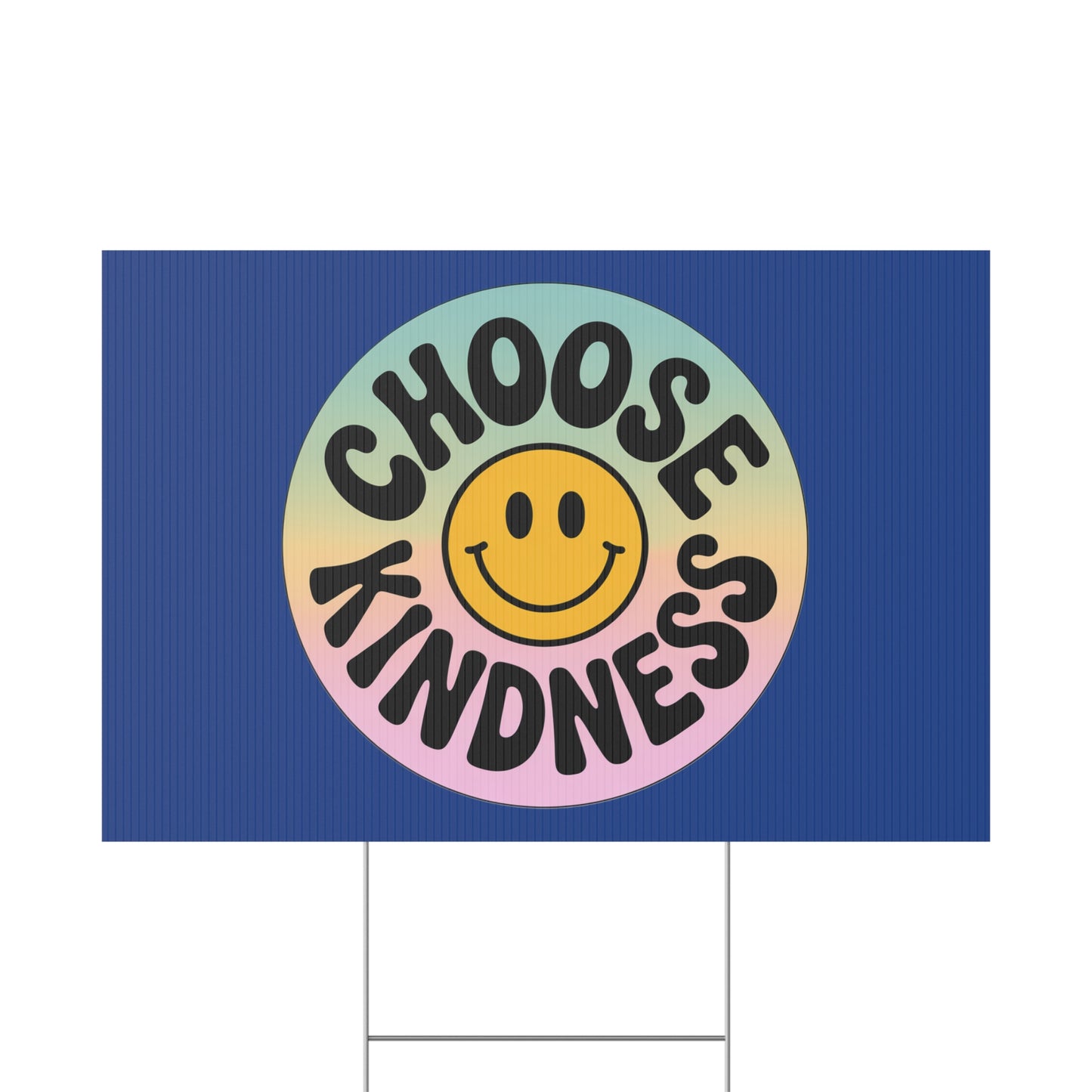 Dark Blue Joyful Choose Kindness Plastic Yard Sign