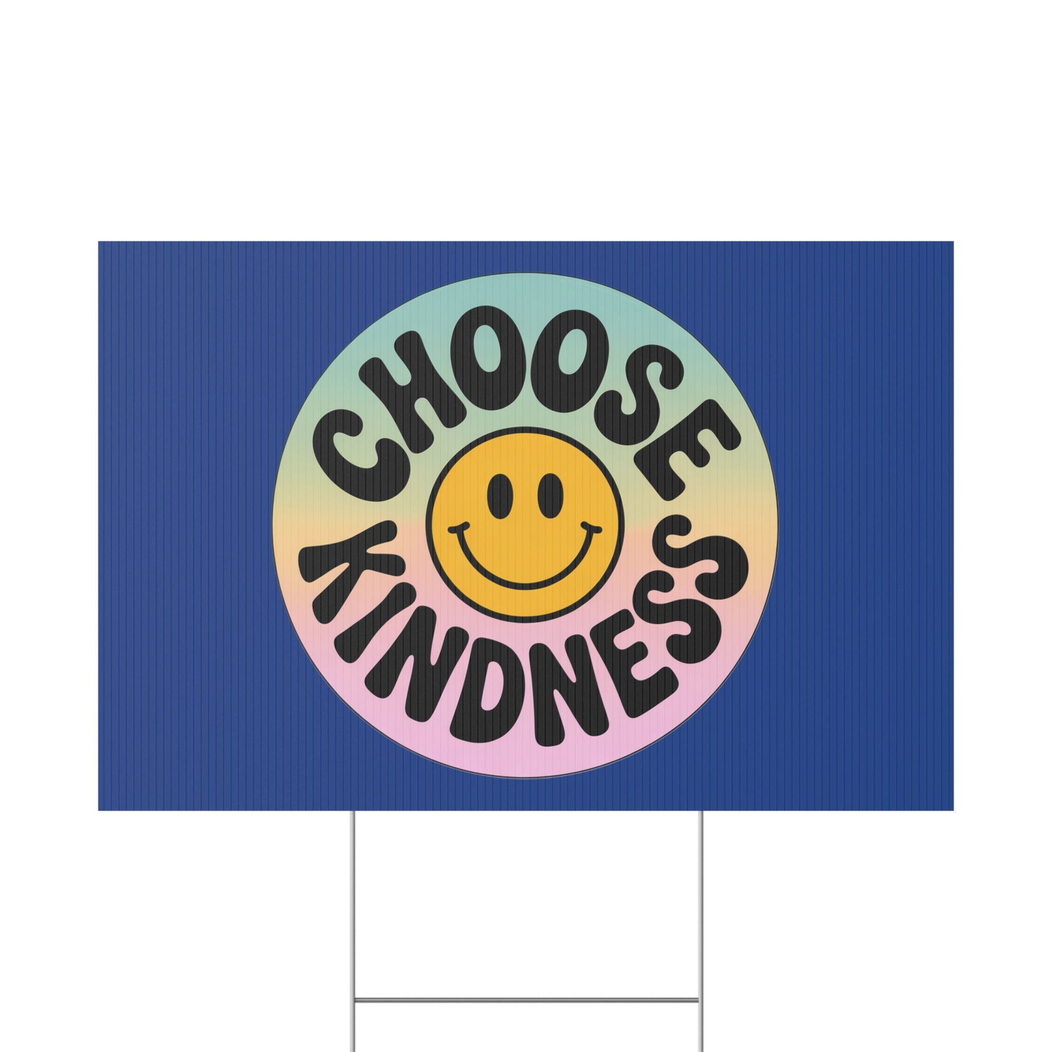 Dark Blue Joyful Choose Kindness Plastic Yard Sign
