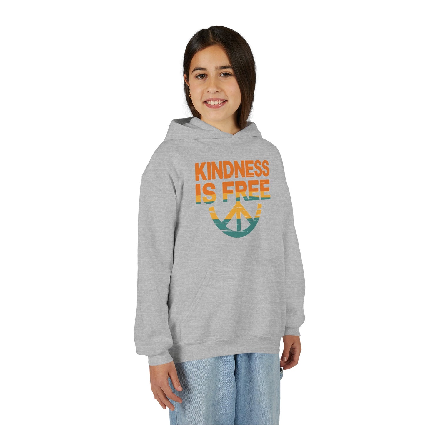 Kindness Is Free Youth Hoodie - Inspirational Heavy Blend Sweatshirt