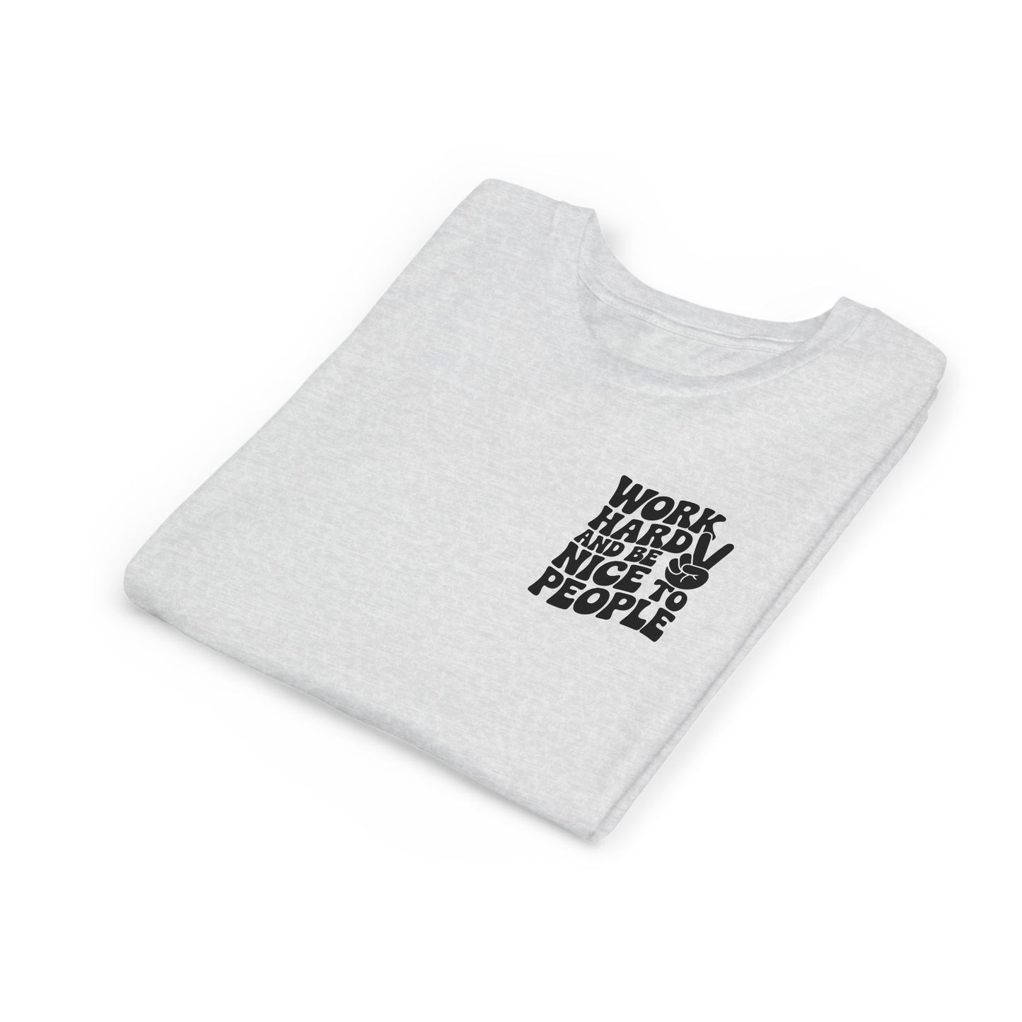 Youth Tee – "Work Hard and Be Nice to People" Retro Peace Sign Kids T‑Shirt