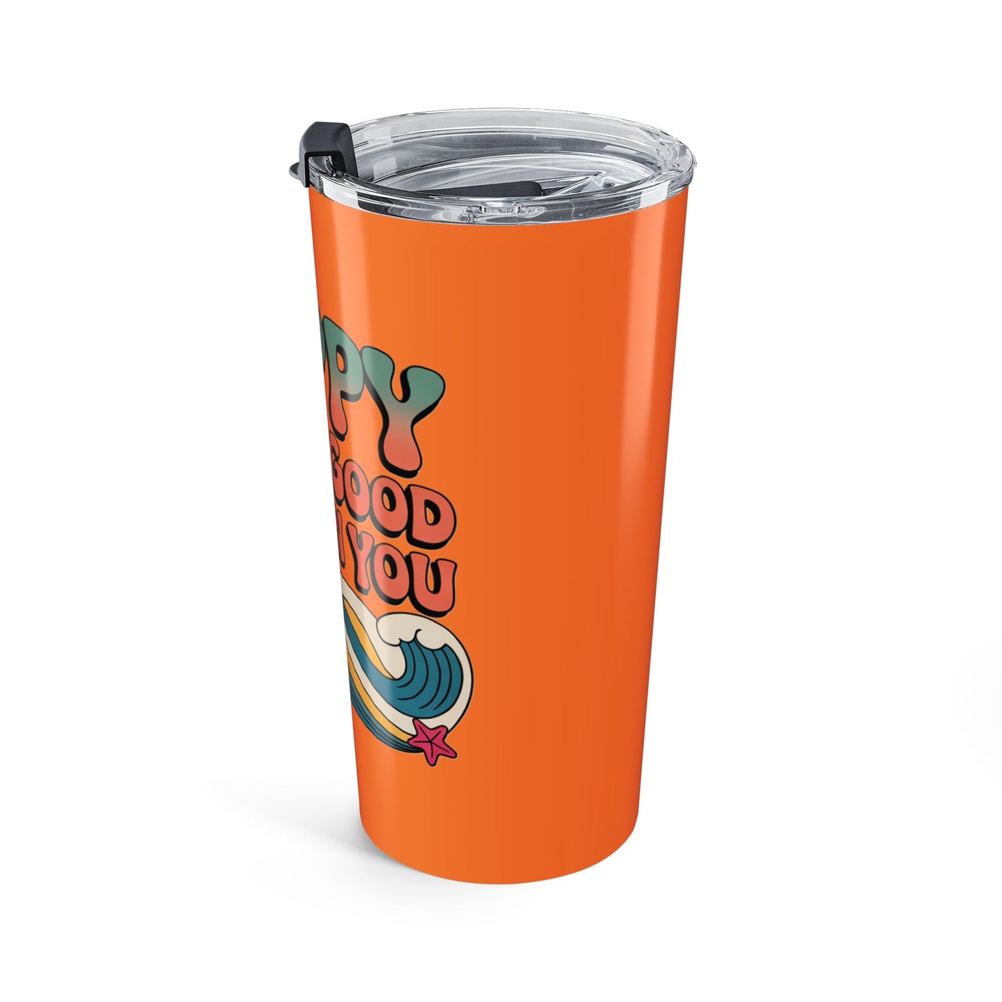 20oz Tumbler — "Happy Looks Good on You" Retro Smile Travel Cup