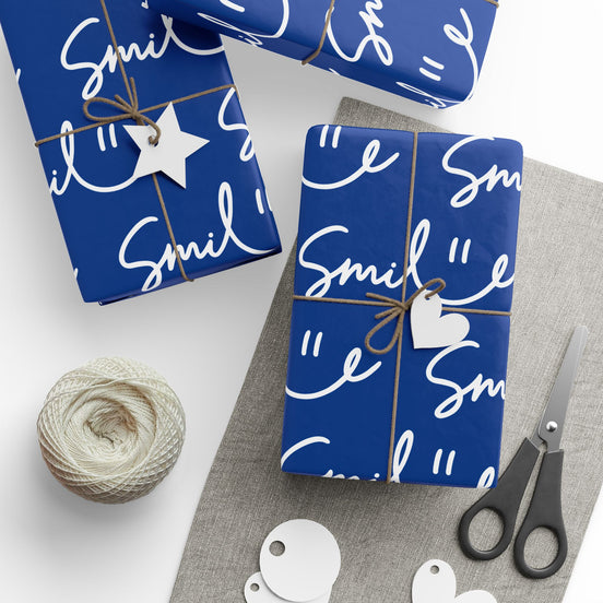 Dark Blue Smile Stylish Gift Wrapping Paper for Any Occasion