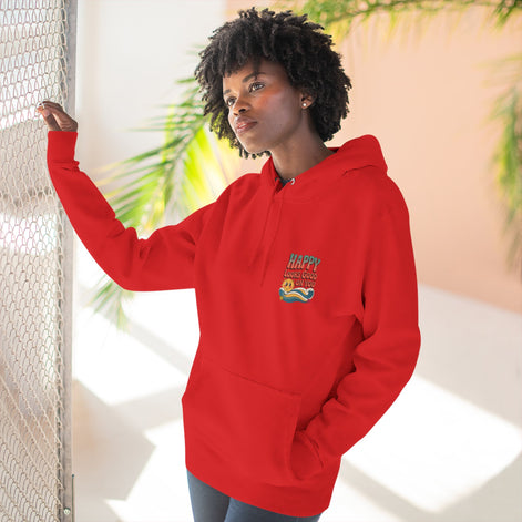Happy Looks Good On You Hoodie — Retro Smiley Graphic Fleece Pullover