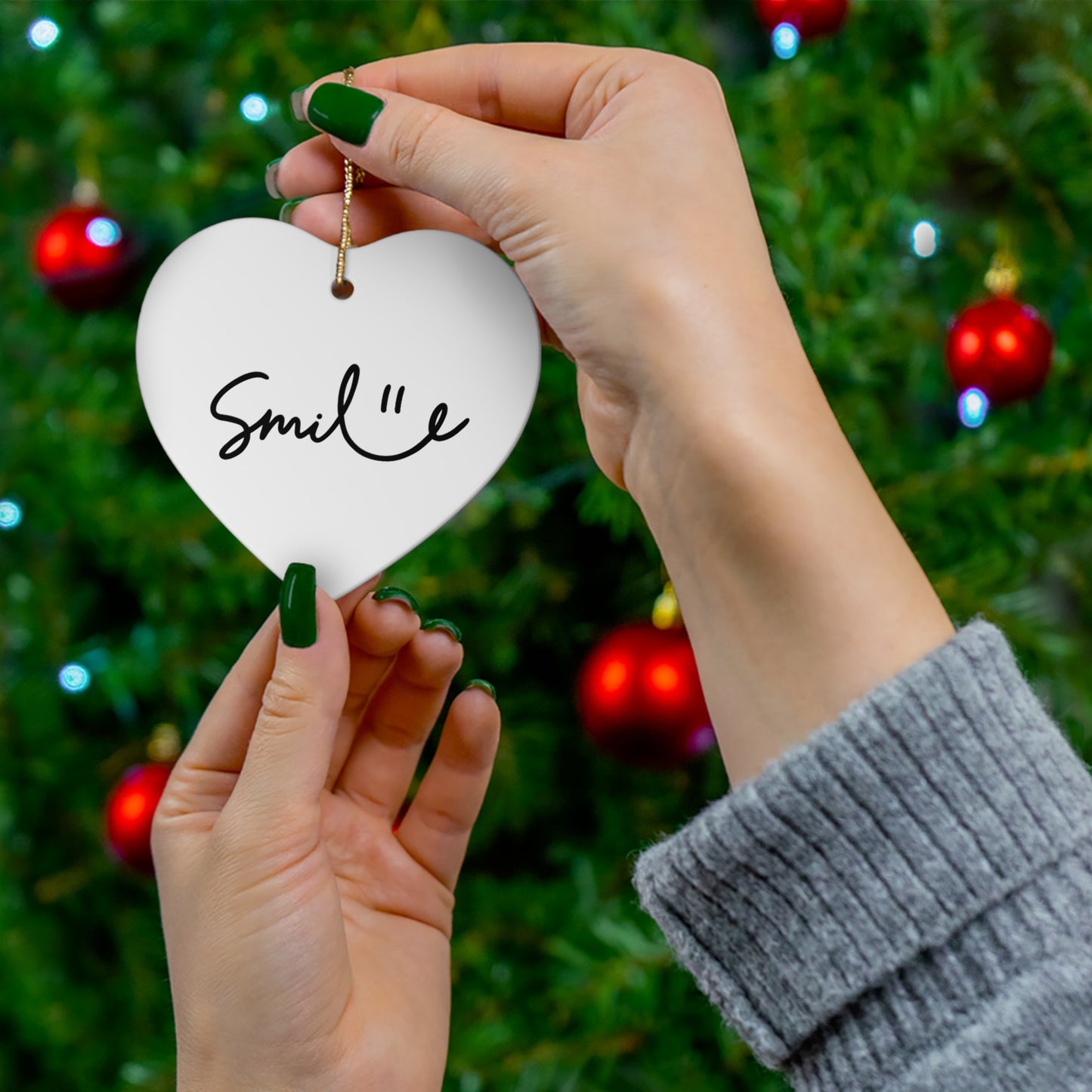 Smile Ceramic Ornament - 4 Fun Shapes for Holiday Decor