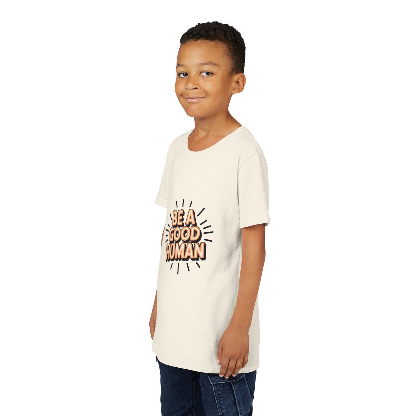 Youth Tee — "Be A Good Human" Positive Message Kids T-Shirt