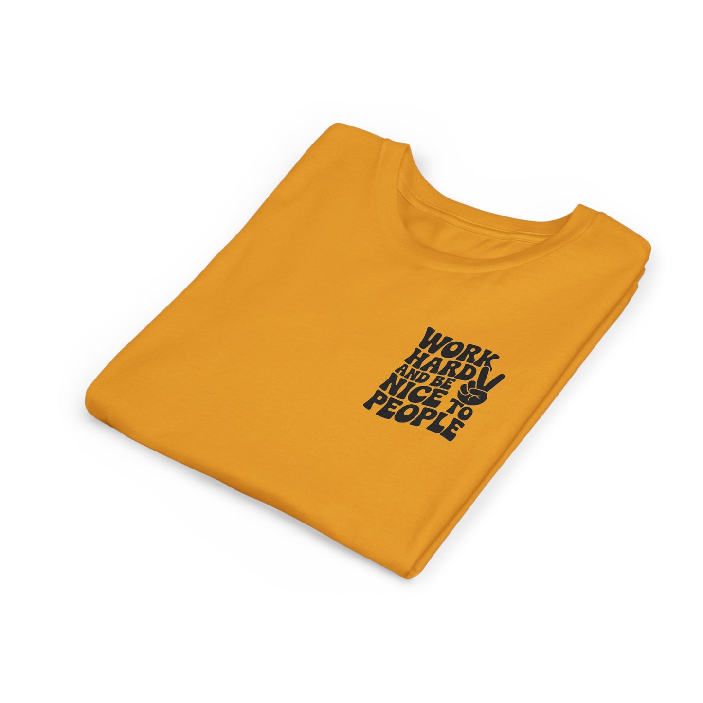 Youth Tee – "Work Hard and Be Nice to People" Retro Peace Sign Kids T‑Shirt