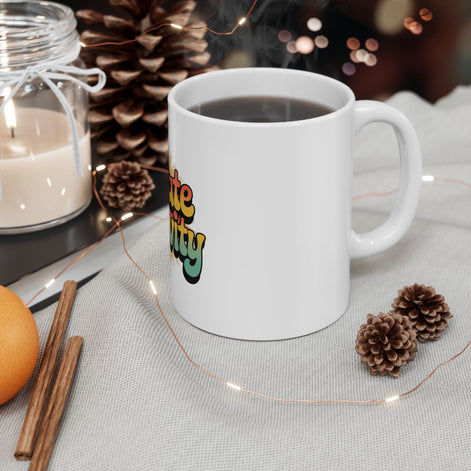 White Radiate Positivity Ceramic Coffee Mug,  11oz & 15oz