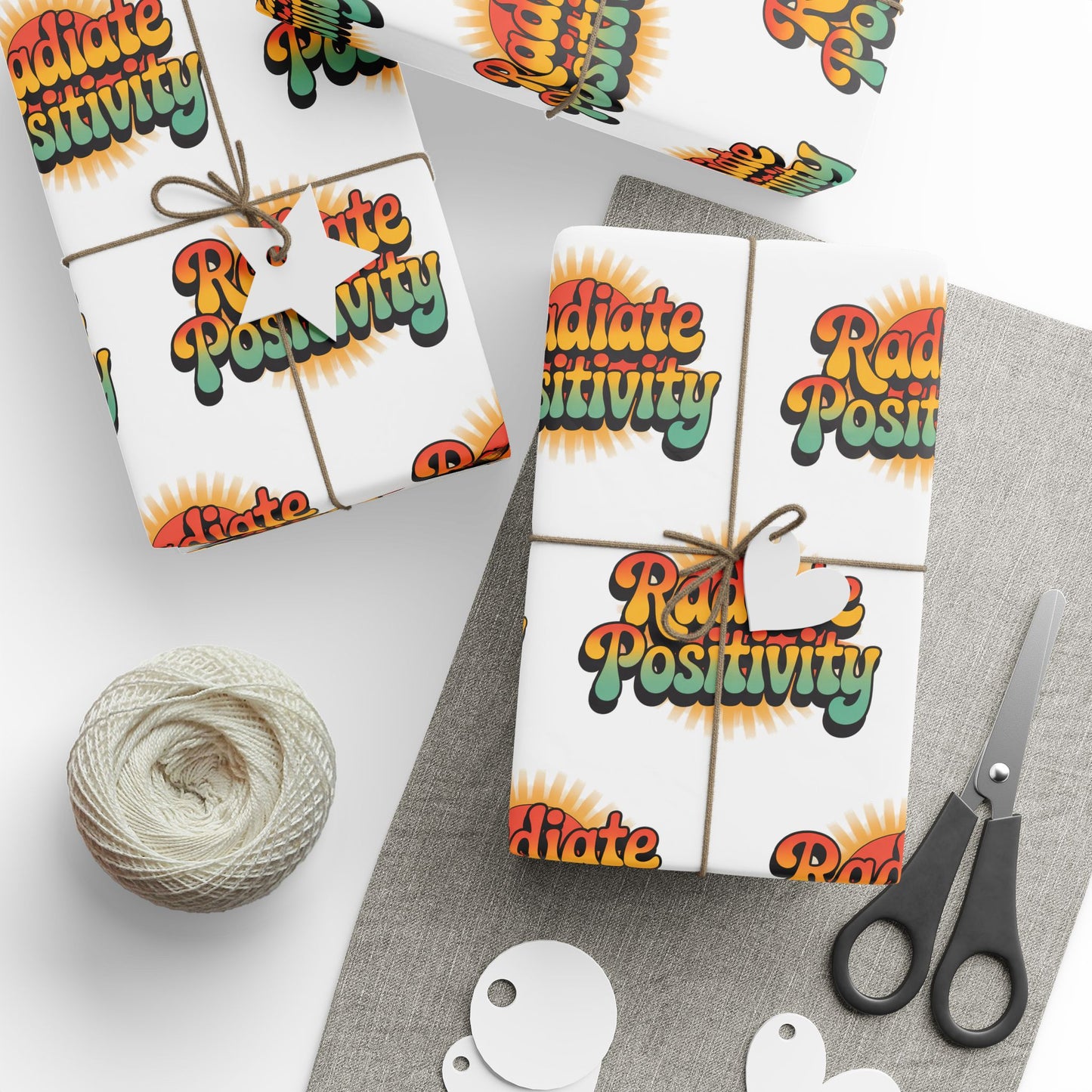 White Radiate Positivity Wrapping Paper for Celebrations