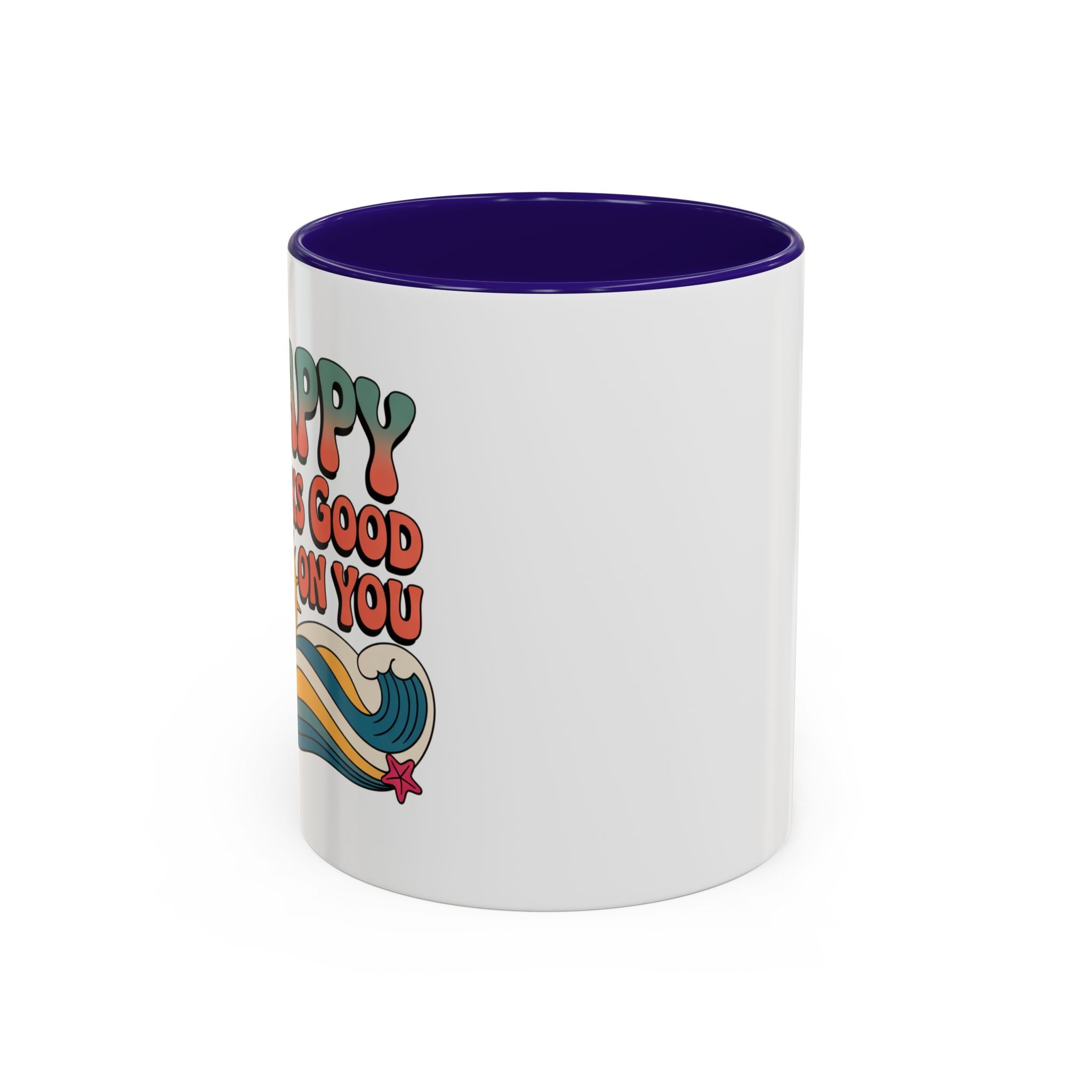 Retro 'Happy Looks Good on You' Colorful Ceramic Mug (11oz & 15oz)
